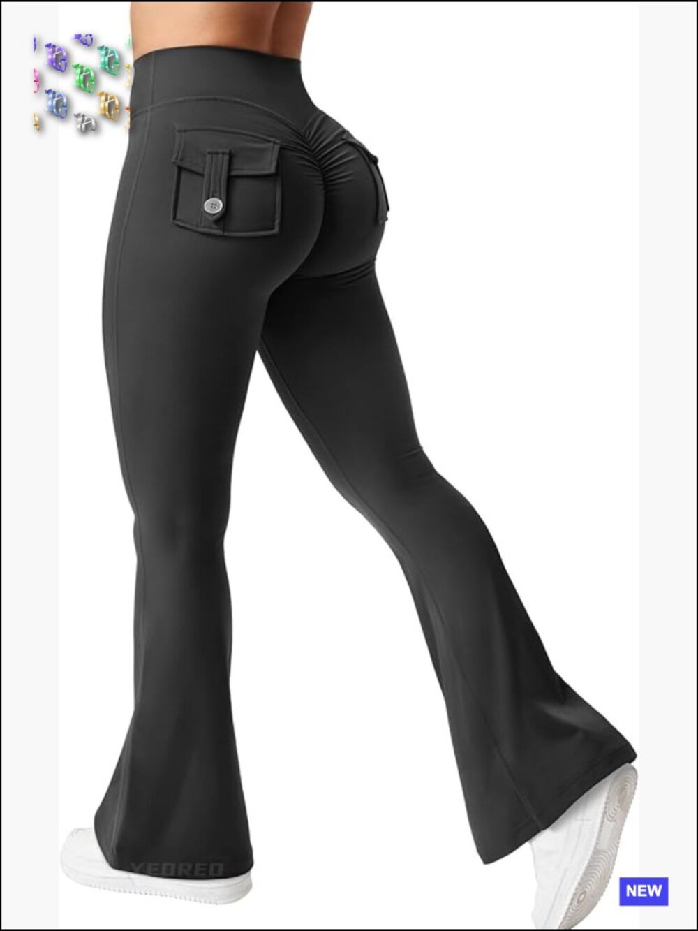 Flare Leggings with Pockets Scrunch Butt Lift High Waist Yoga Gym Pants Workout